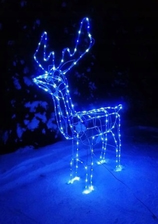 Renifer LED Świąteczny Świecący Figurka Na Zewnątrz XXL Duży 125 Niebieski