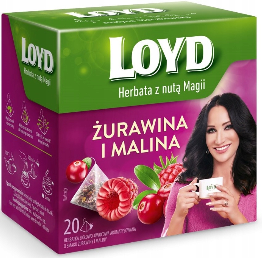 LOYD Herbata ŻURAWINA MALINA 20 Torebek PIRAMIDKI
