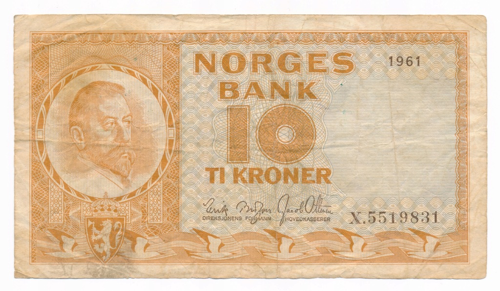 Norwegia, 10 koron 1961, st. 3