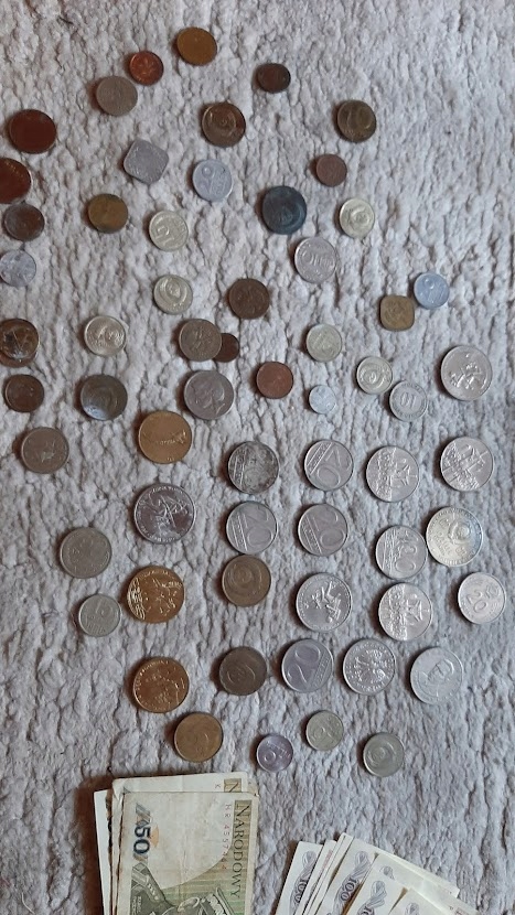 Stare banknoty i monety - zestaw