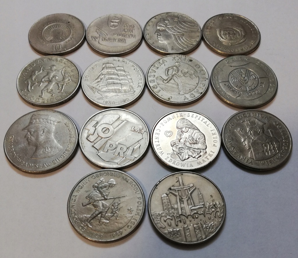 ZESTAW PRL 14 monet okolicznościowych obiegowych różne roczniki i stany