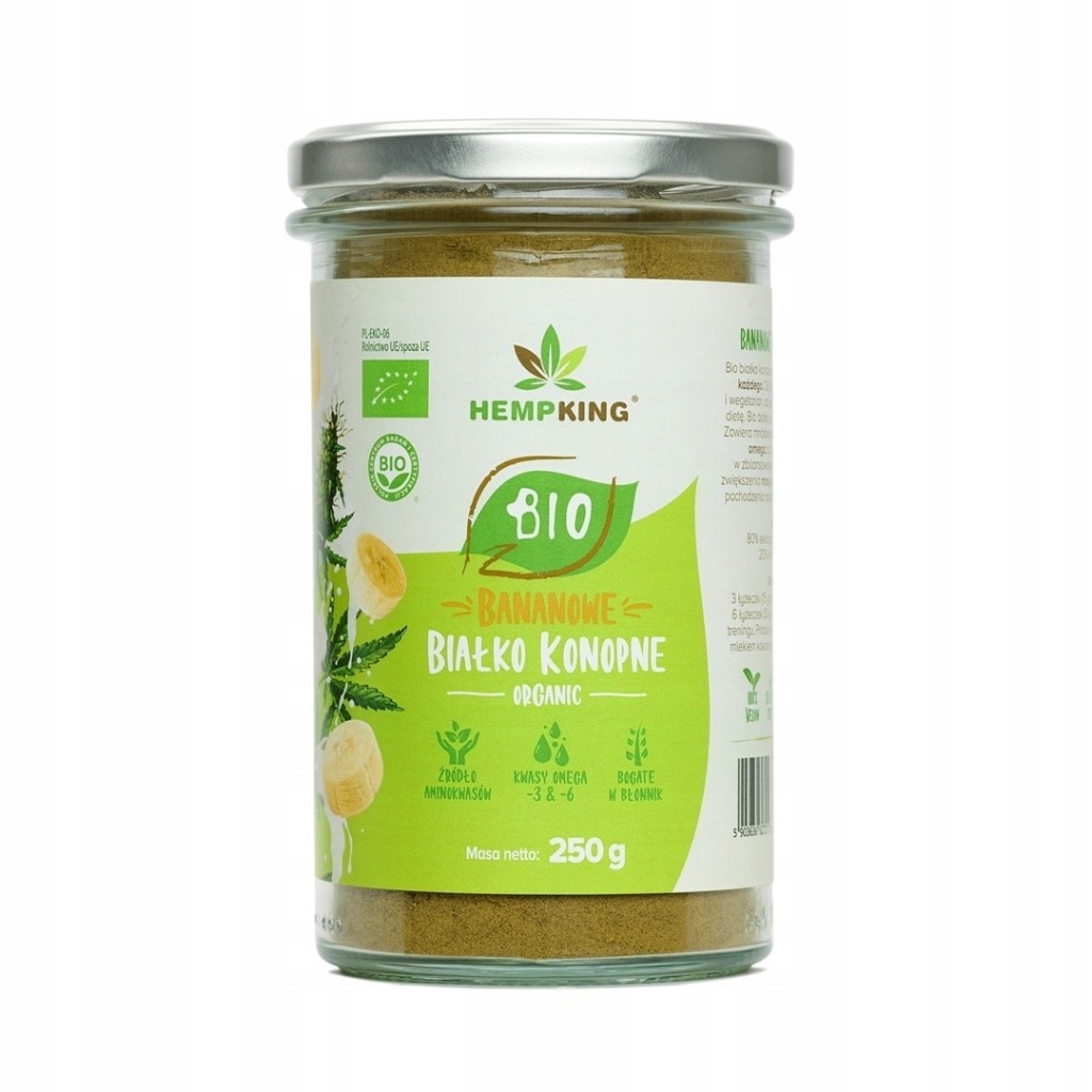 Białko konopne organiczne z bananem BIO 250g HEMPKING