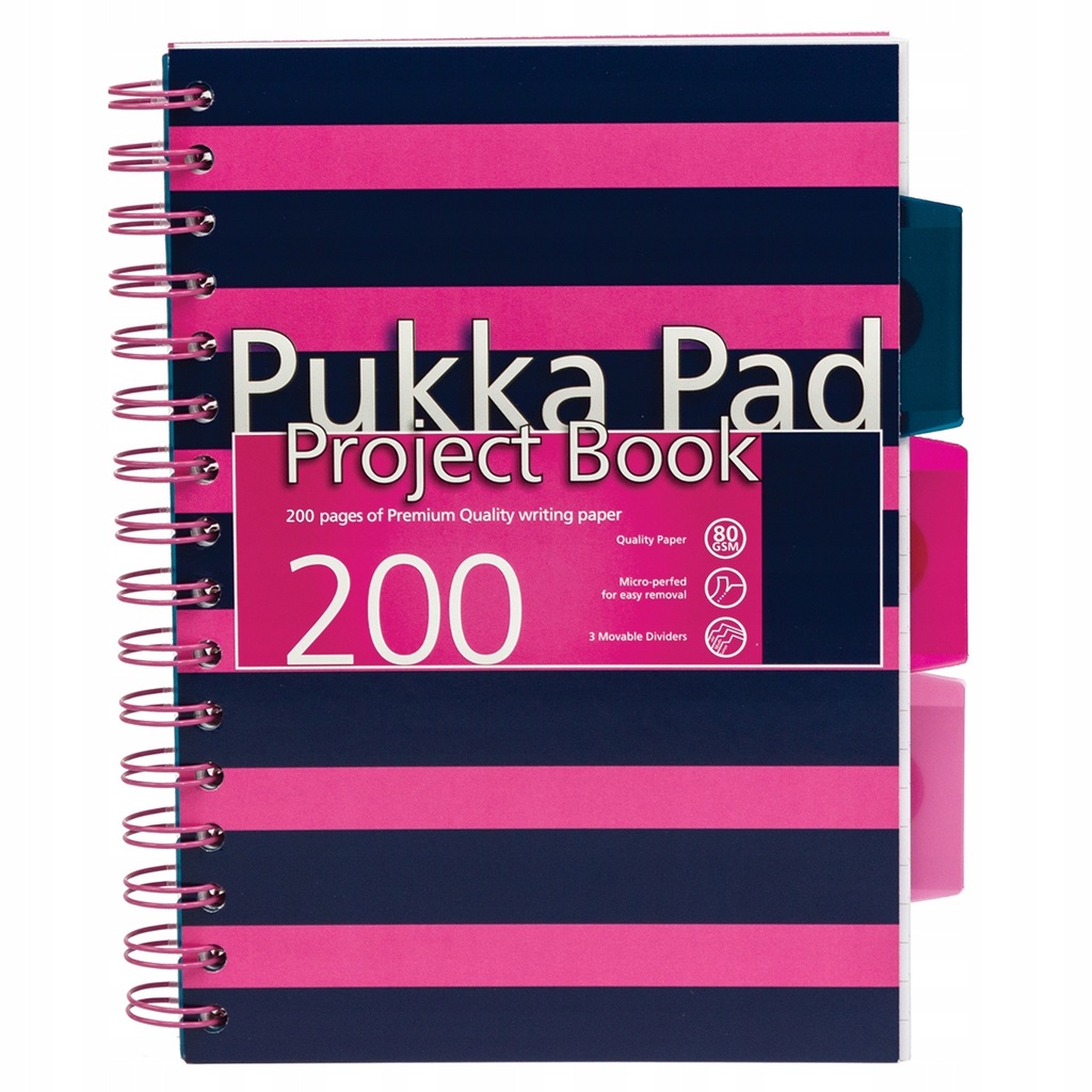 Kołozeszyt PUKKA PAD Project Book Navy A5 różowy