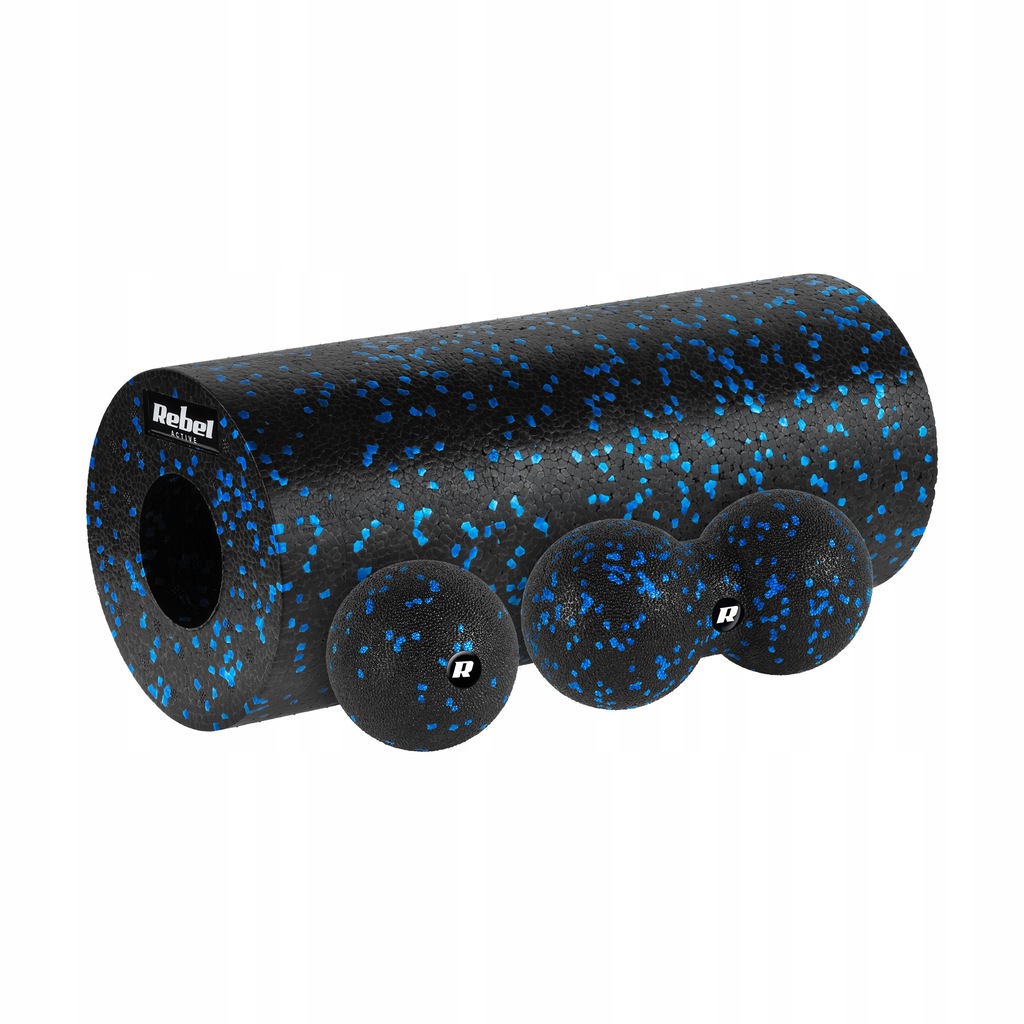 RBA-3054-S3 Zestaw wałek do masażu, roller, piłka, duoball , 3 elementy,