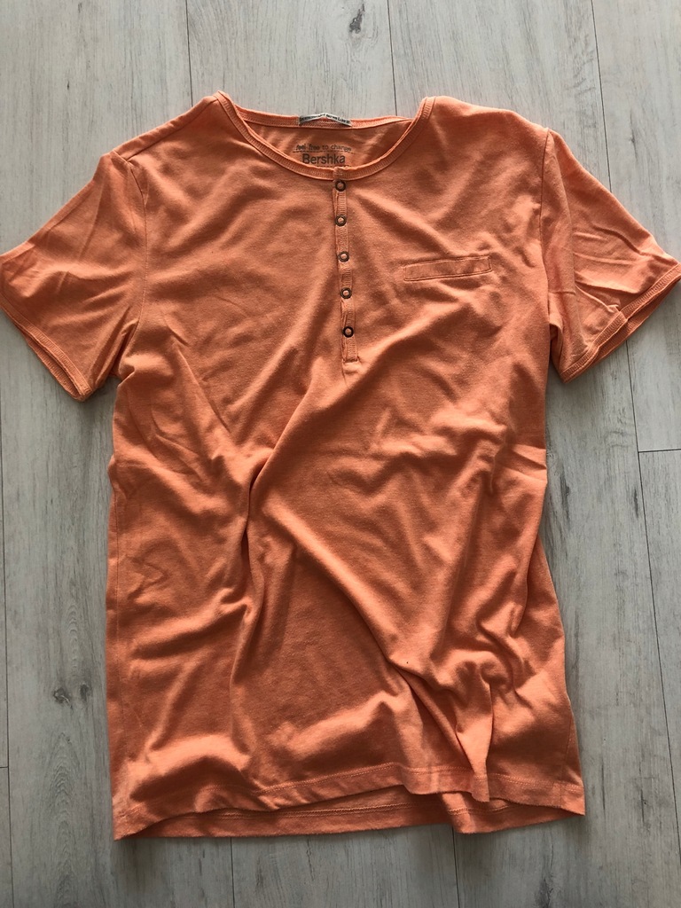 BERSHKA koszulka męska pomarańczowa t-shirt 36 S