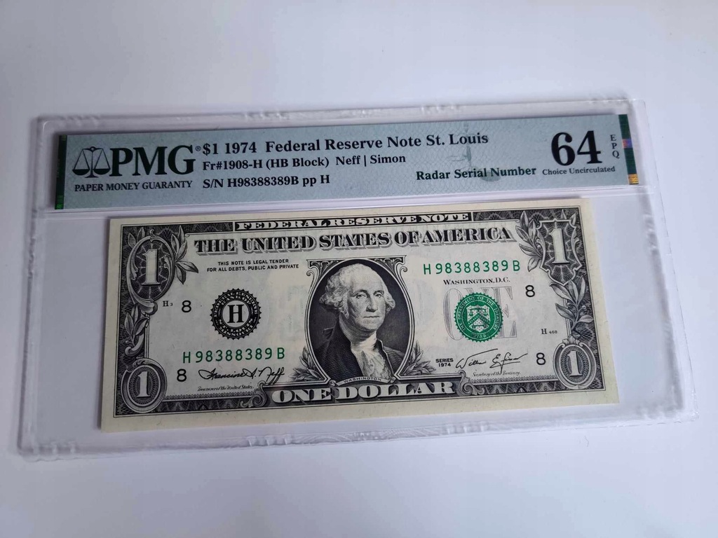 USA 1 DOLAR 1974 RADAR PMG 64