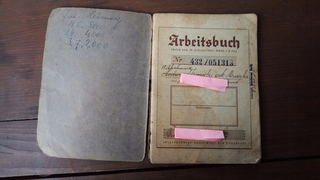 Arbeitsbuch, Bielitz 1940