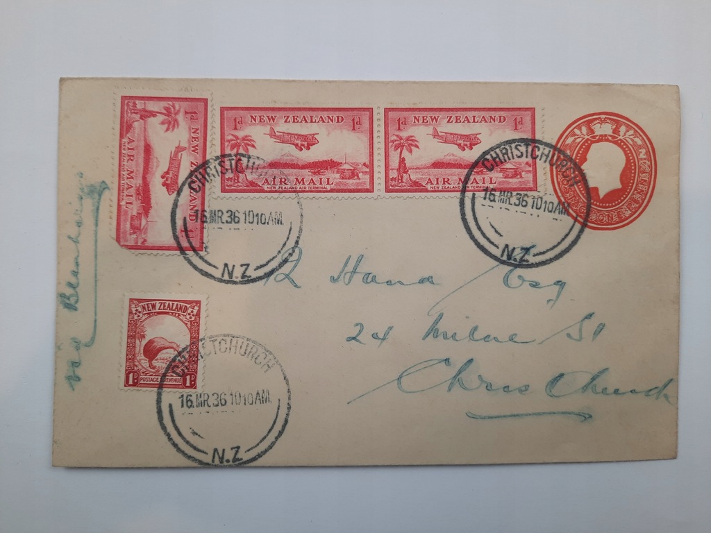 Poczta Lotnicza Christchurch Blenheim 1936