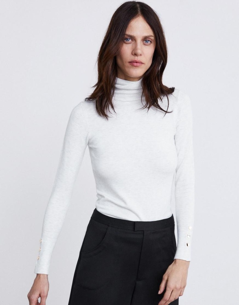 02J041 ZARA KNIT__MF3 GŁADKI SWETER GOLF__M