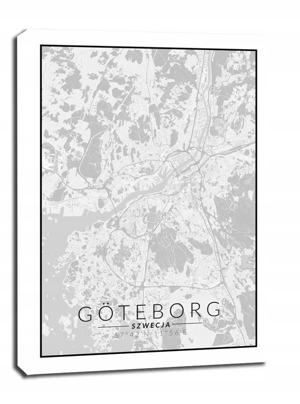 Goteborg mapa czarno biała - obraz na płótnie 9