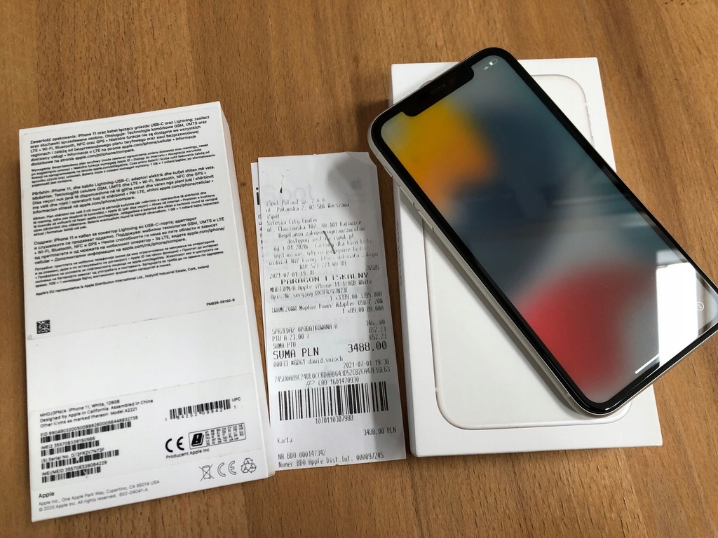 OKAZJA! iPhone 11 white 128GB z iSpot - uszkodzony