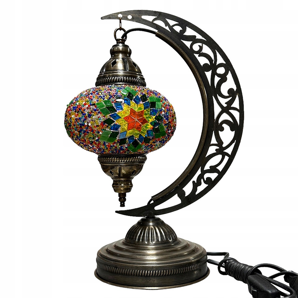 Lampa mozaikowa stojąca Turecka stołowa 35cm Szklana KOLOROWA ORIENTALNA