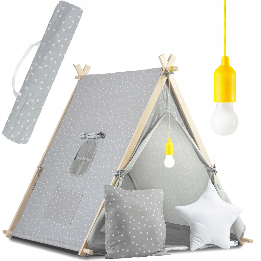 TIPI namiot dla dzieci DOMEK Poduszki LAMPKA LED PREMIUM Nukido OUTLET