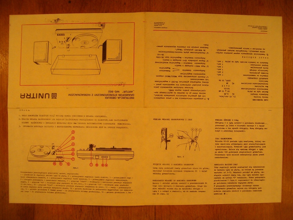 WG-902 Artur Gramofon Instrukcja Obsługi Fonica