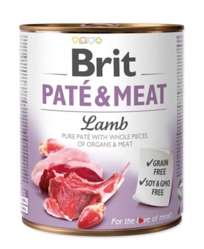 Brit Mokra karma duża puszka pate&meat jagnięcina 0,8 kg x 3 szt.