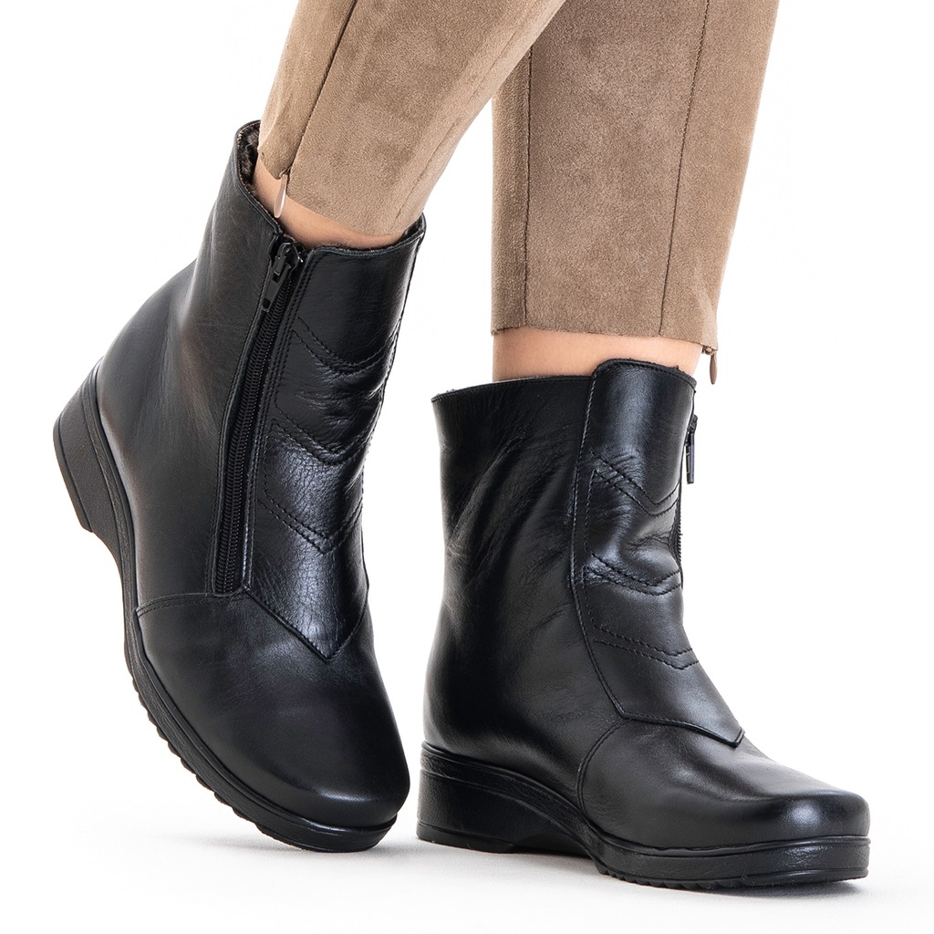 Botki SKÓRZANE ocieplane buty zimowe miękkie SUWAK lekkie wygodne Wojtyłko