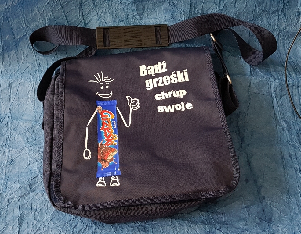 TORBA NA RAMIĘ granatowa GRZEŚKI WYS. 32 CM