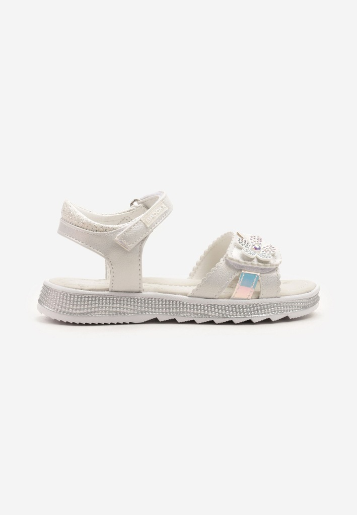 Born2Be Srebrno-Białe Sandały 35 Ekoskóra Casual