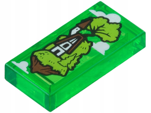 LEGO NOWY nadruk Trans-Green Tile 1x2 Clouds and Floating Island 3069pb1280