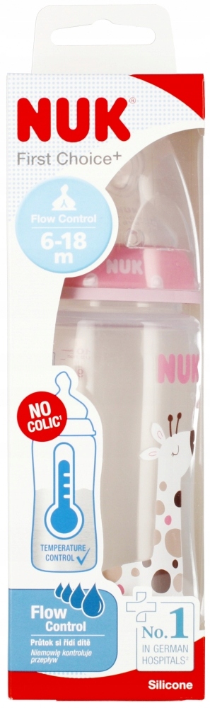 NUK Butelka z wskaźnikiem temp. 300 ml 6-18m First Choice różowa