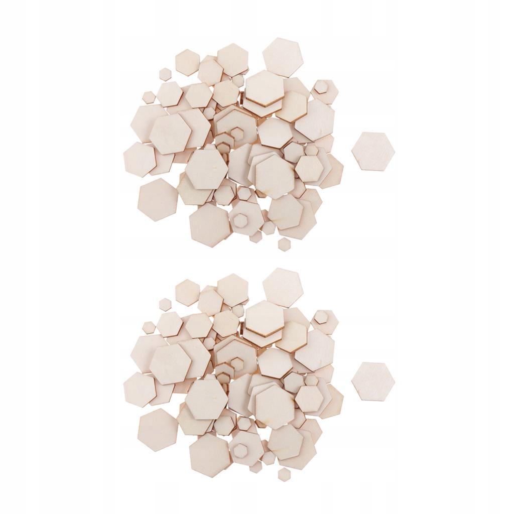 200pcs Wooden Discs Wood Slices Embellishments Hexagonal
