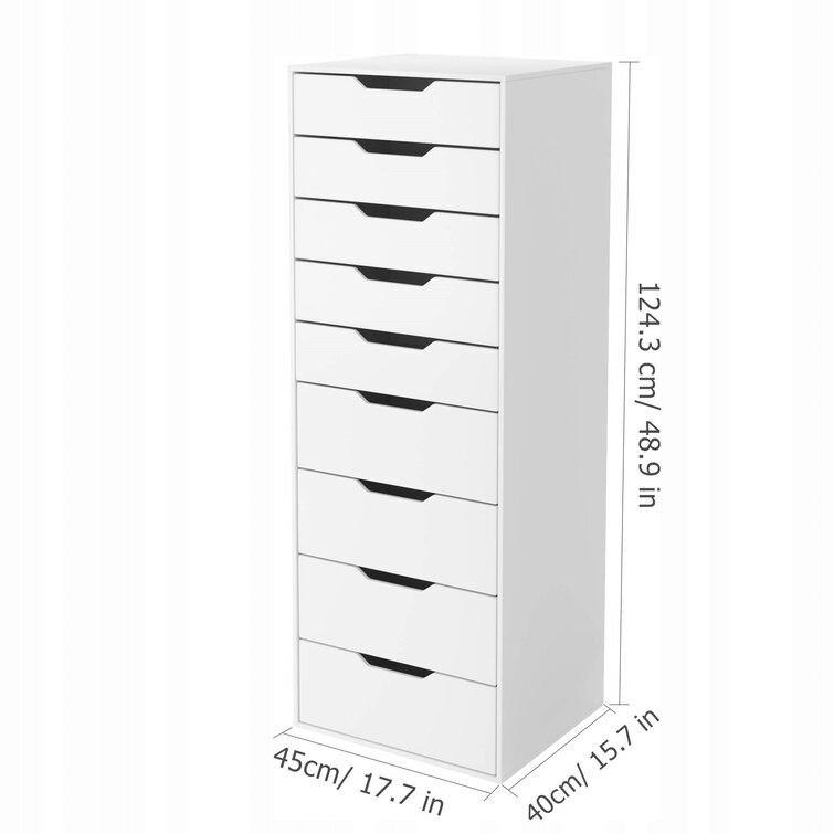 Komoda biała z szufladami wysoka 36 x 48 x 116cm biały matowe