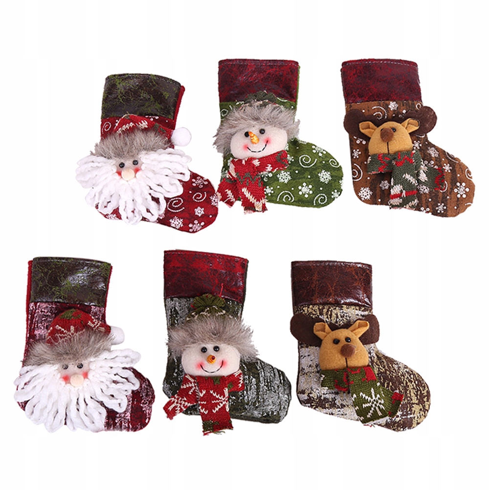 ŚWIĄTECZNE ZAWIESZKI NA PREZENTY I SŁODYCZE 6 SZTUK