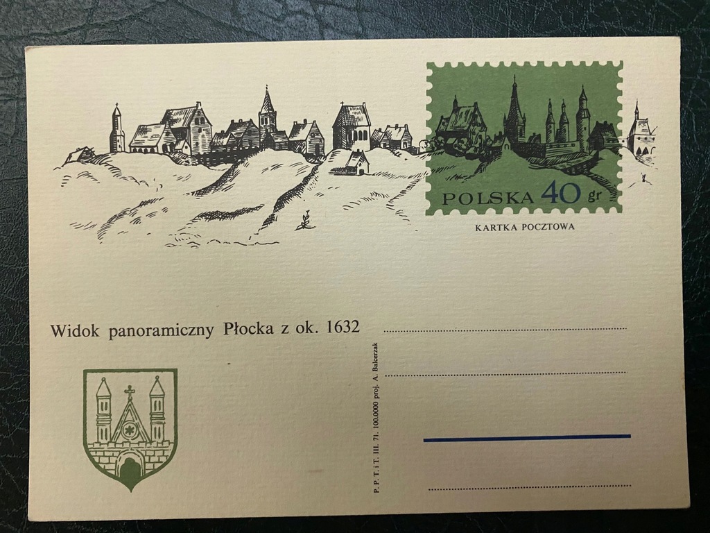 Polska Całostki 1971r Panorama Płocka z 1632r.