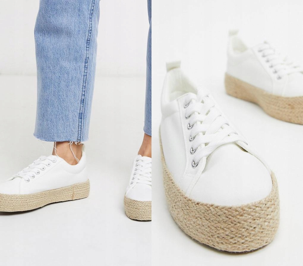 NEW LOOK BIAŁE ESPADRYLE PLATFORMA (40)