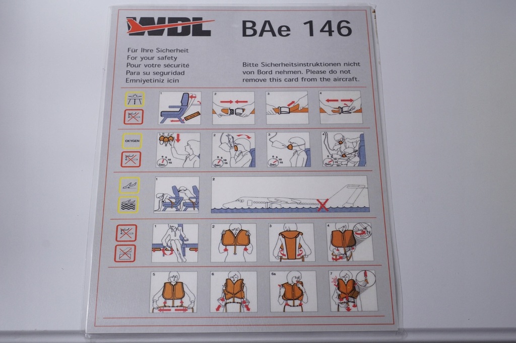 WDL safety Card Instrukcja bezpieczeństwa BAe 146