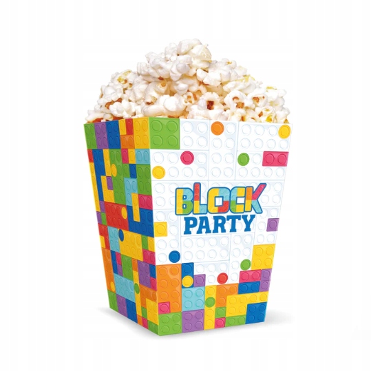Pudełko na popcorn Klocki 12,5x8,5cm 6szt Party