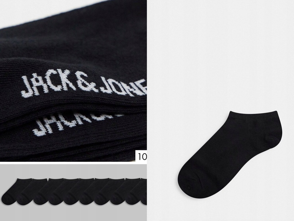 JACK&JONES czarne skarpety stopki logo