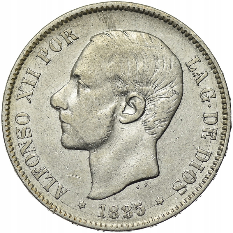 Hiszpania, 5 Pesetas, 1885