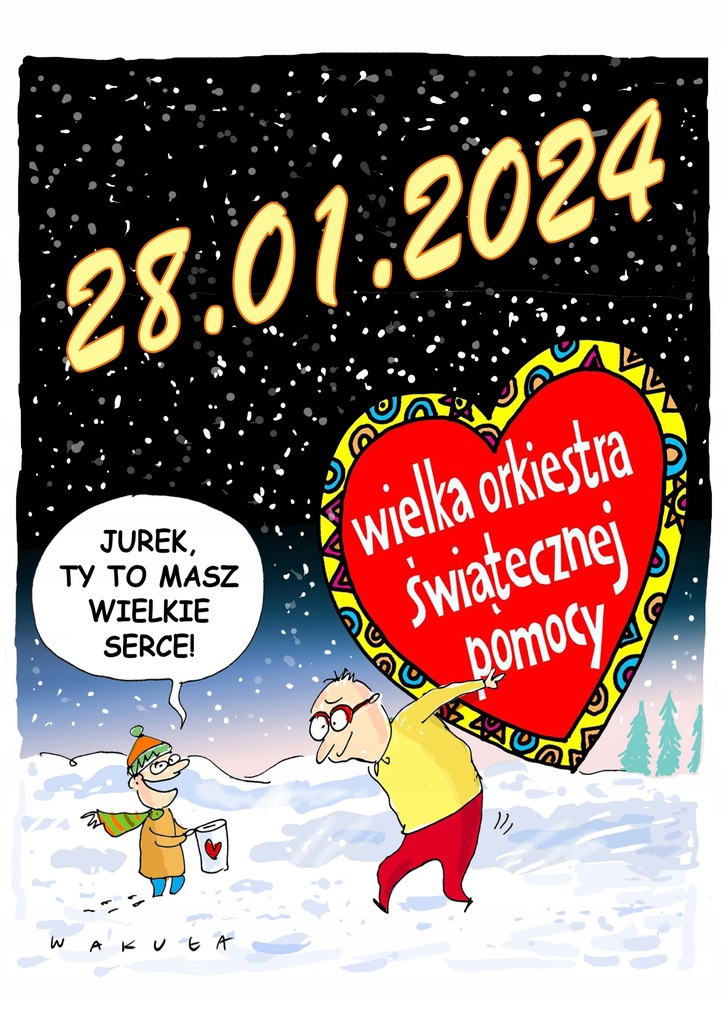 Tygodnik ANGORKA: Rysunek Pawła Wakuły "Wielkie serce Jurka Owsiaka"