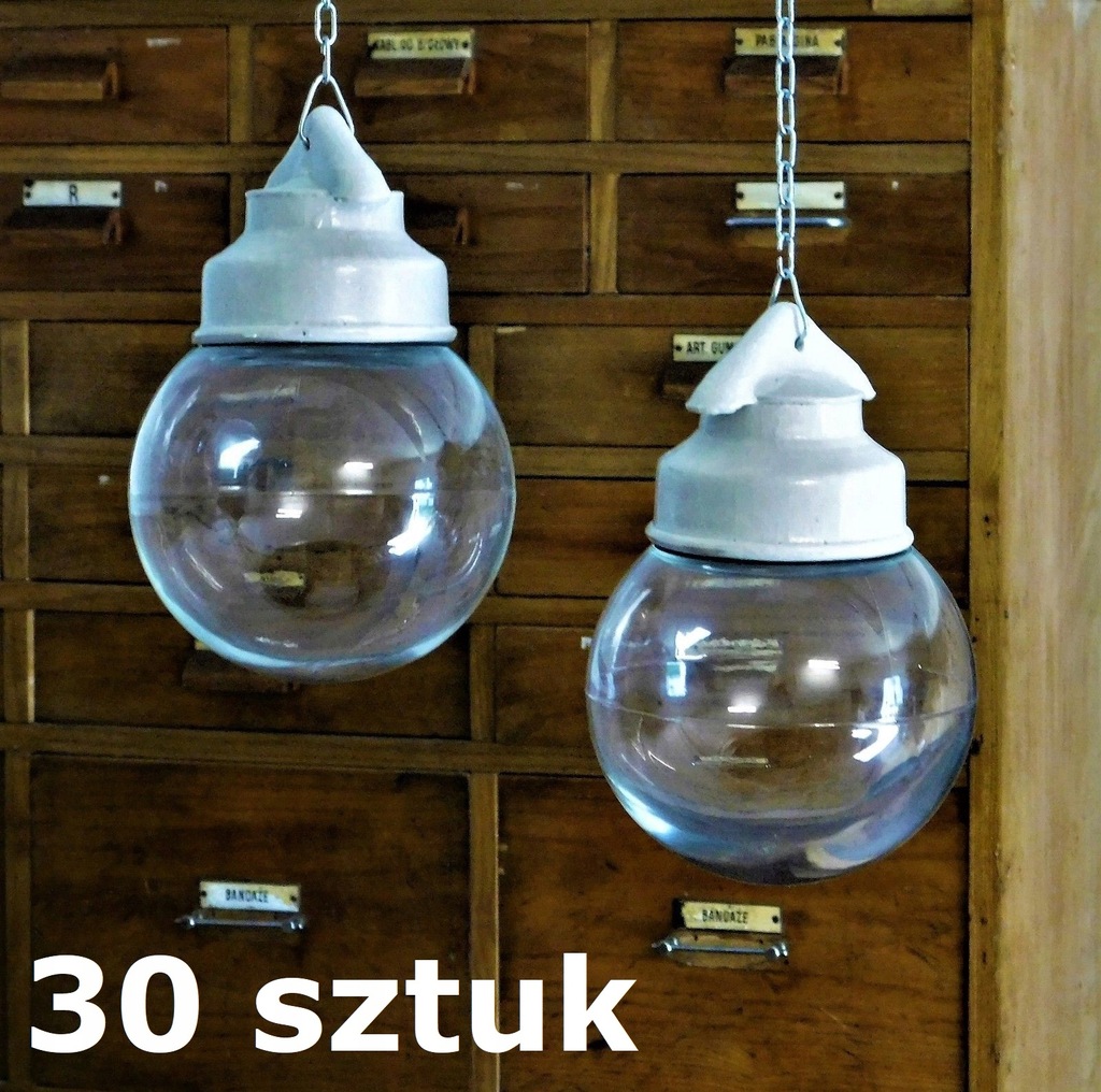 Lampa porcelanowa ceramiczna PRL przemysłowa loft