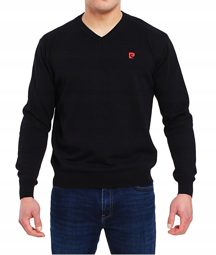 Sweter Pierre Cardin V-L 100% Bawełna CZARNY XL