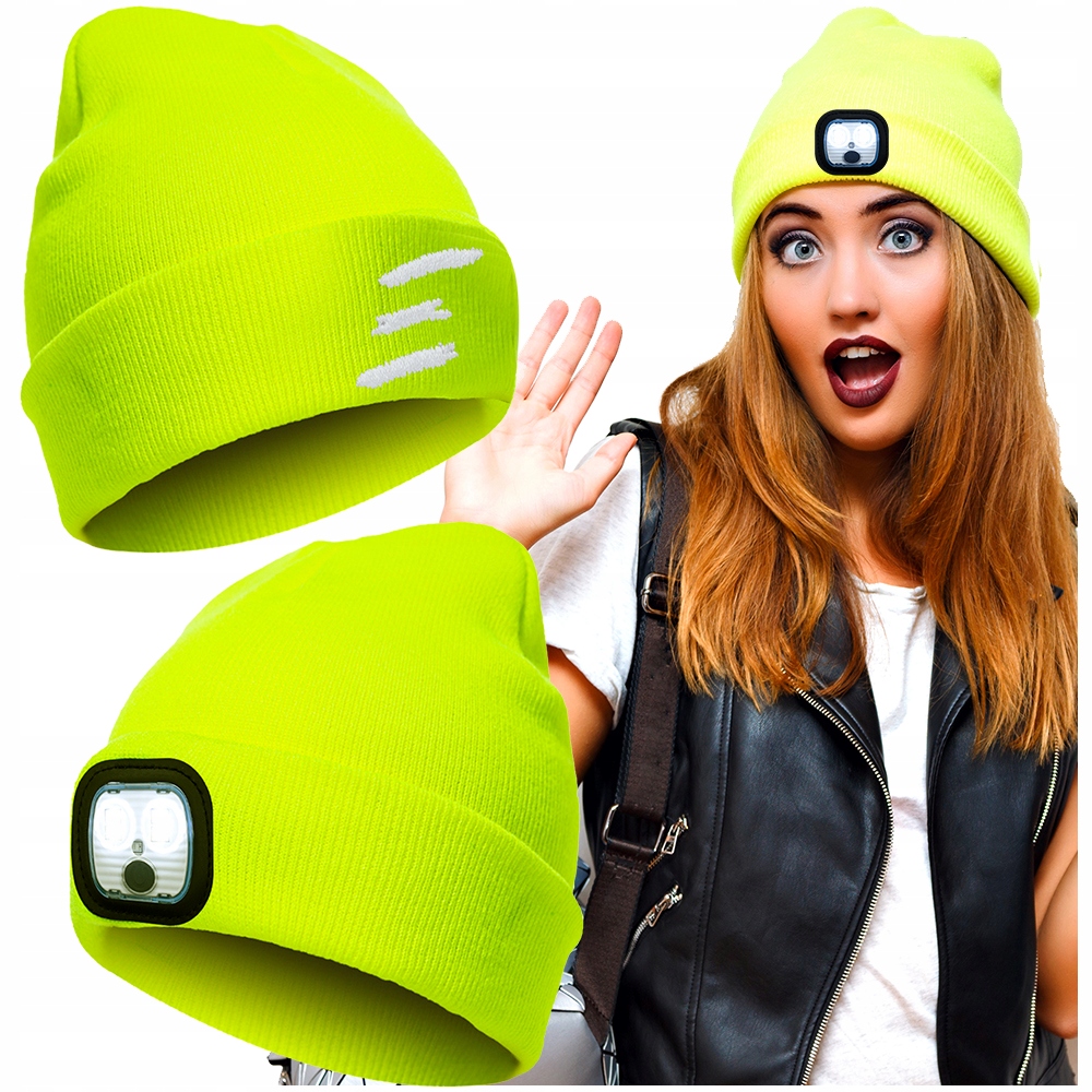 Czapka z Latarką Lampką LED USB DLA DROGOWCA