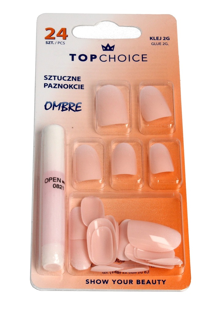 Top Choice Sztuczne paznokcie z klejem OMBRE (7801