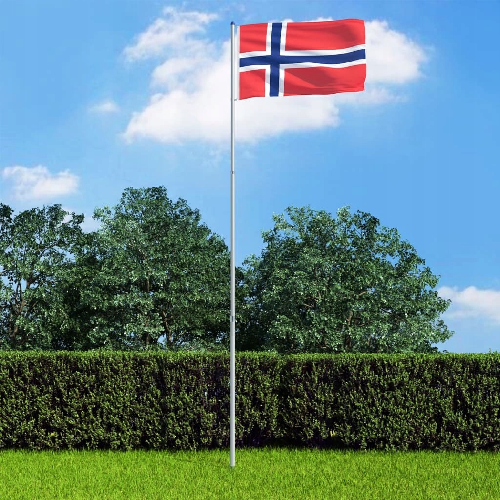 Flaga Norwegii z aluminiowym masztem, 6 m