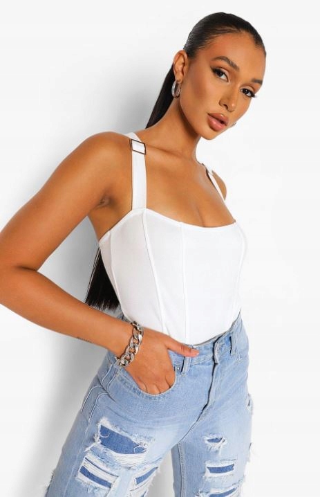 BOOHOO BODY DAMSKIE GŁADKIE BIAŁE 42 XL 1VAF