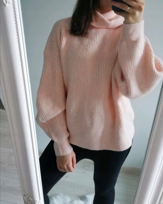 Sweter oversize H&M nowy L pudrowy róż