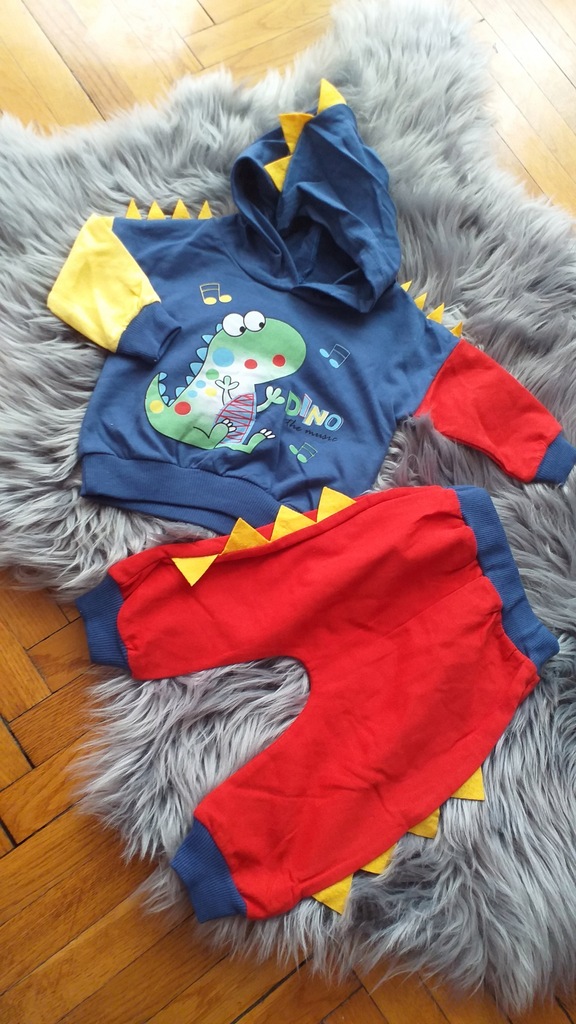 komplet dresowy DINO bluza + spodnie r. 12-18 m-cy