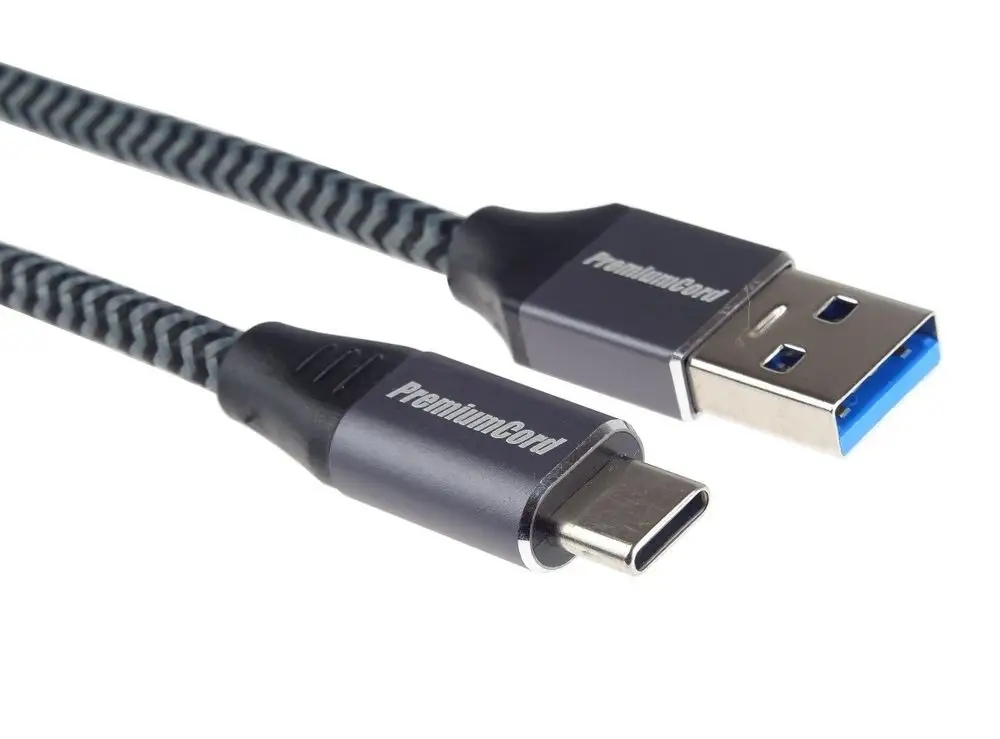 Kabel PremiumCord USB-A- USB-C, USB 3.2 gen.1, 3A, 5Gbit/s, w oplocie, 0,5m