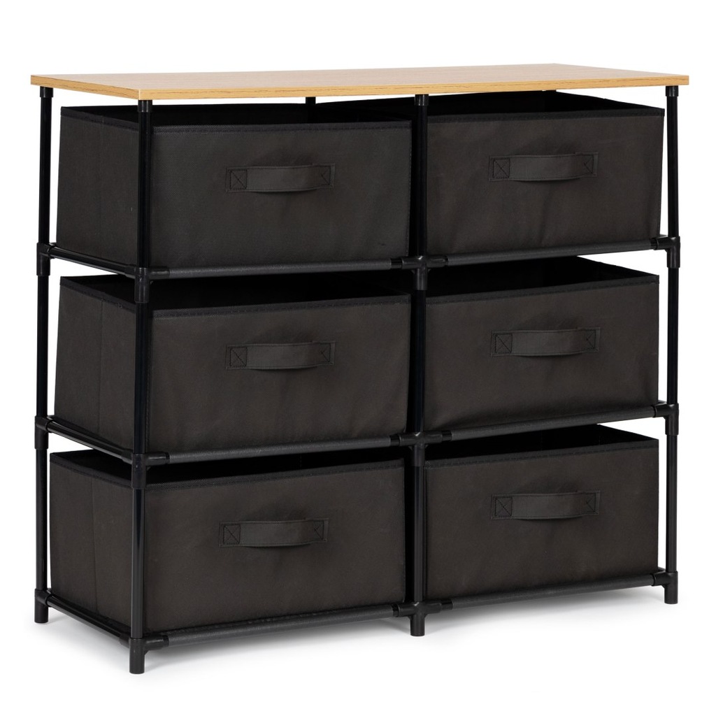 SZAFKA REGAŁ MATERIAŁOWA TEKSTYLNA 6 KOSZY SZARA