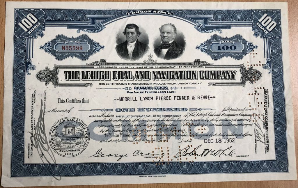 Akcja USA - The Lehigh Coal and Navigation Co 1952