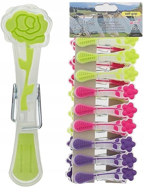 STYLOWE ANTYPOŚLIZGOWE KLAMERKI SPINACZE DO PRANIA KWIATKI 18szt.