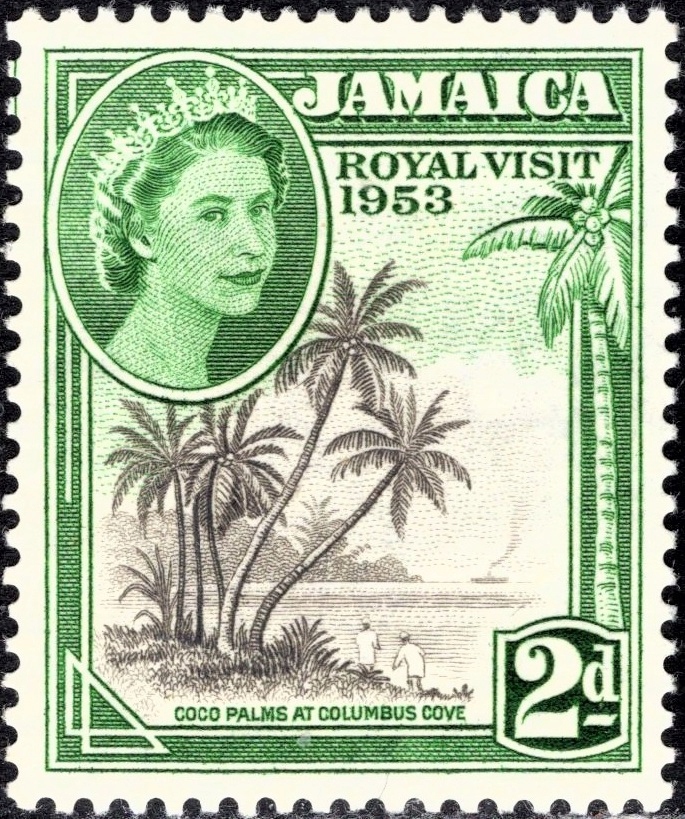 kol.bryt.Jamaica QEII royal visit czysty *