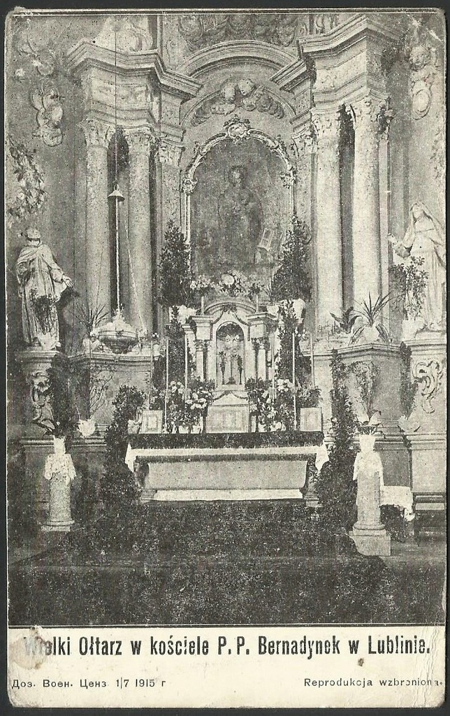 Lublin Wielki ołtarz w kościele Bernardynek 1915