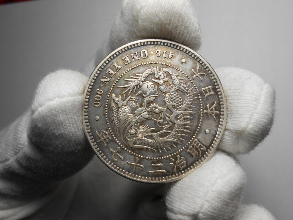 Japonia 1894 , 1 jen , srebro , oryginał , rzadka