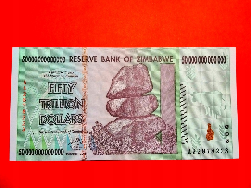 Zimbabwe 50000000000000 Dollars 2008 P90 UNC